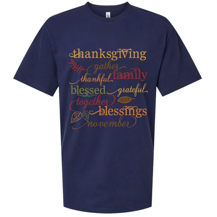 Thankful Blessings Thanksgiving Family Sueded Cloud Jersey T-Shirt