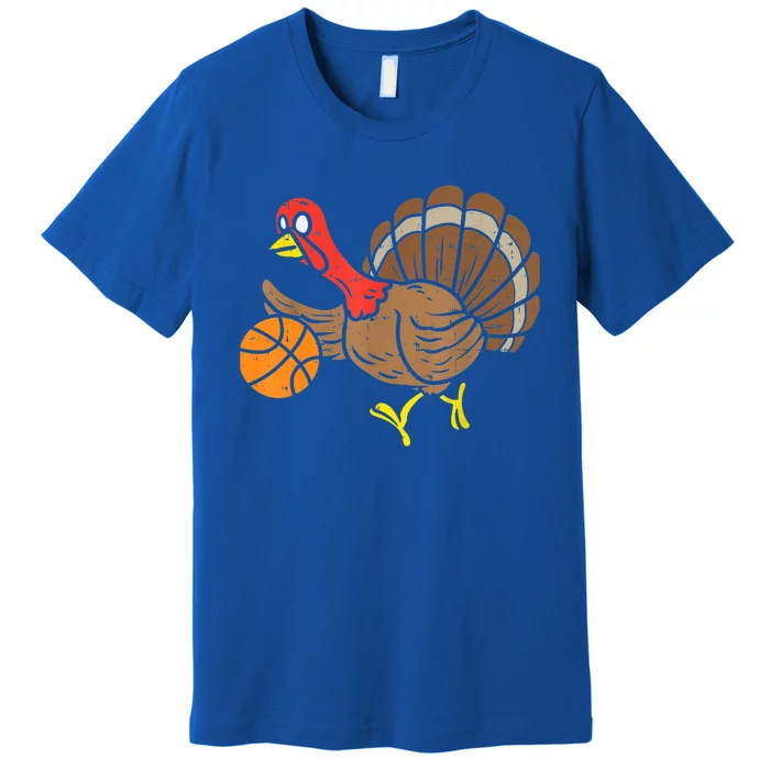 Turkey Basketball Thanksgiving Holiday Funny Bball Player Cute Gift Premium T-Shirt