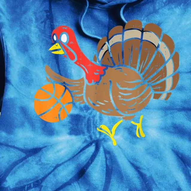 Turkey Basketball Thanksgiving Holiday Funny Bball Player Cute Gift Tie Dye Hoodie