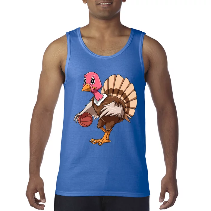 Turkey Basketball Thanksgiving Turkey Playing Basketball Gift Tank Top