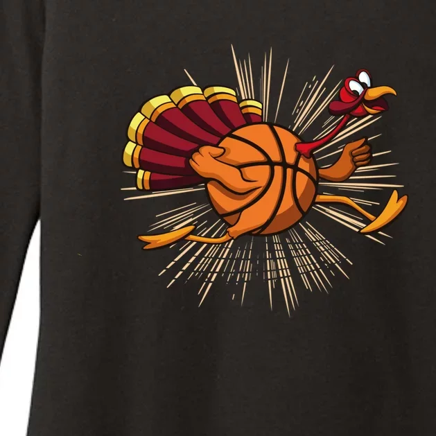 Turkey Basketball Turkey Playing Thanksgiving Player Costume Gift Womens CVC Long Sleeve Shirt