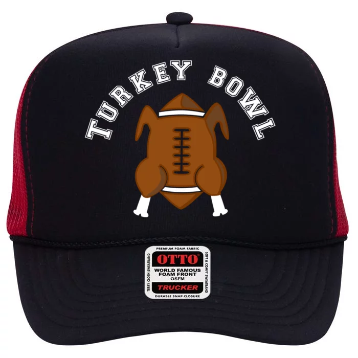 Turkey Bowl Thanksgiving Football Gift High Crown Mesh Trucker Hat