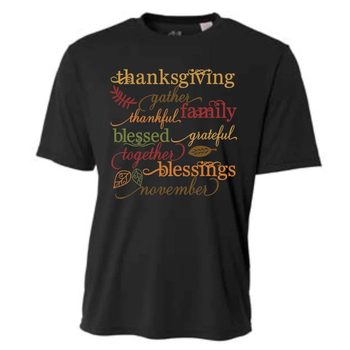 Thankful Blessings Thanksgiving Family Gather Blessing Cooling Performance Crew T-Shirt