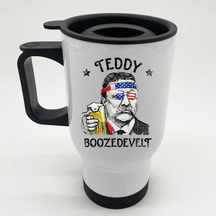 Teddy Boozedevelt Theodore Roosevelt 4th Of July Men Women Front & Back Stainless Steel Travel Mug