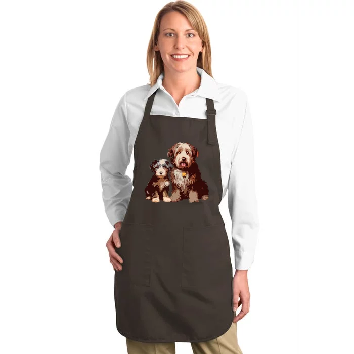 Two Bob Tail Dogs Full-Length Apron With Pocket