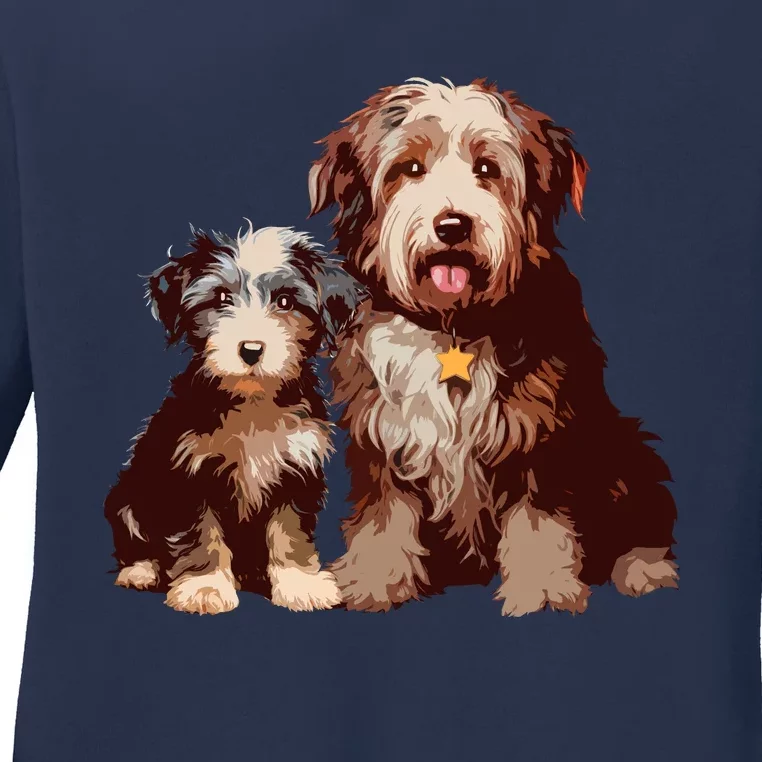 Two Bob Tail Dogs Ladies Long Sleeve Shirt