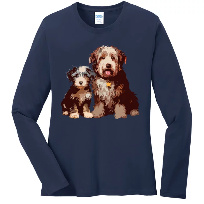 Two Bob Tail Dogs Ladies Long Sleeve Shirt