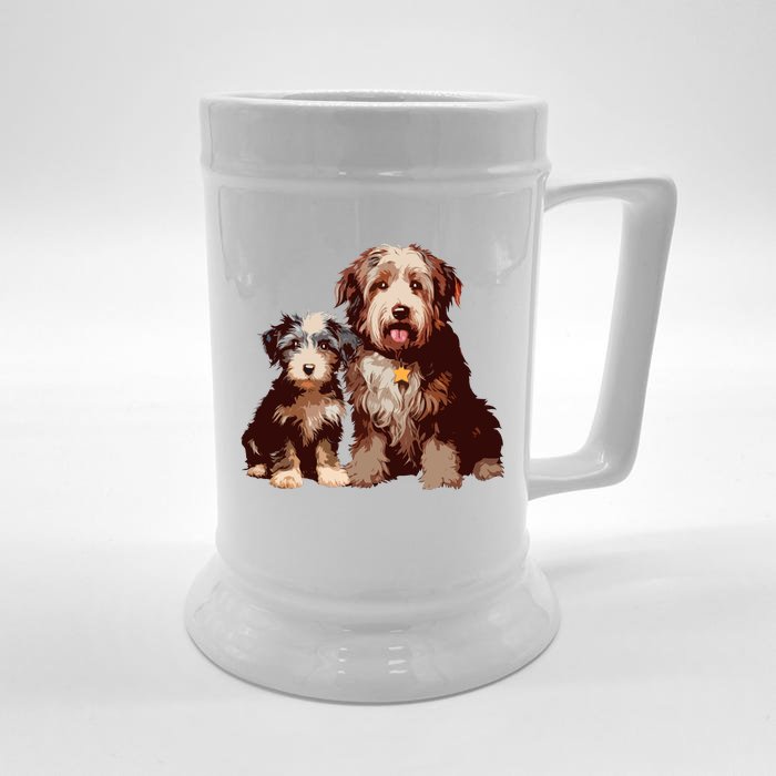 Two Bob Tail Dogs Front & Back Beer Stein