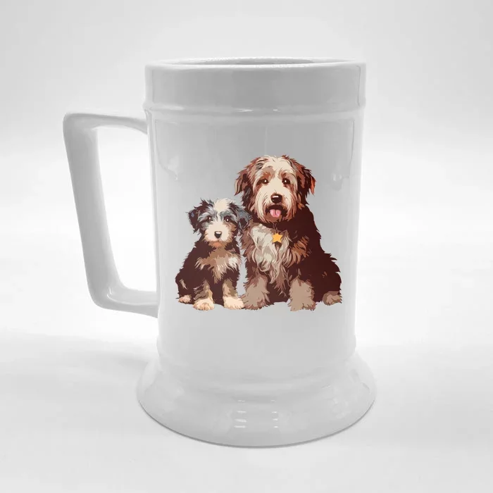 Two Bob Tail Dogs Front & Back Beer Stein