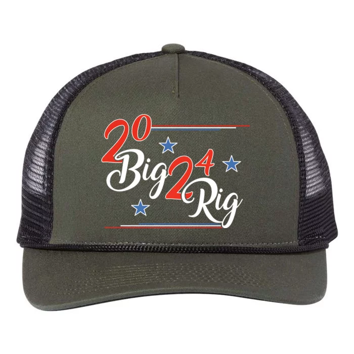 Too Big To Rig 2024 Donald Trump Support President Patriotic Retro Rope Trucker Hat Cap