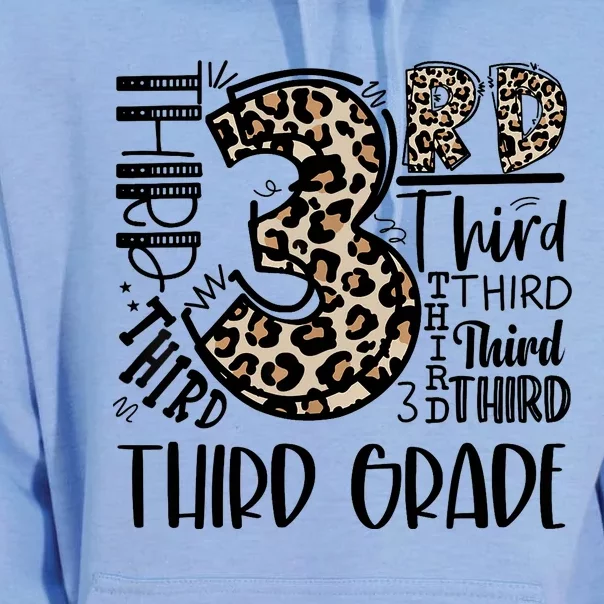 Teacher Back To School Third Grade Leopard Typography Unisex Surf Hoodie