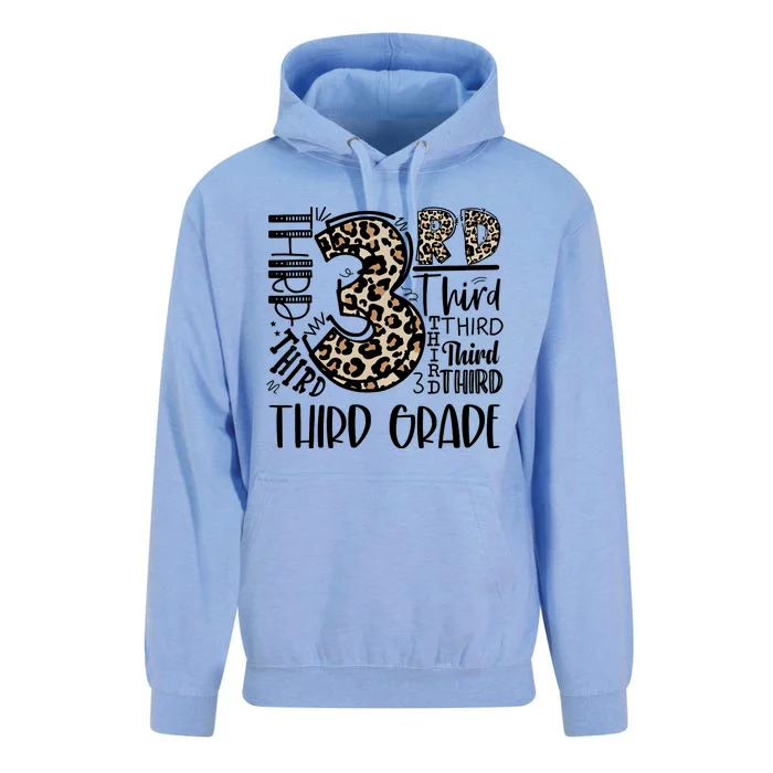 Teacher Back To School Third Grade Leopard Typography Unisex Surf Hoodie