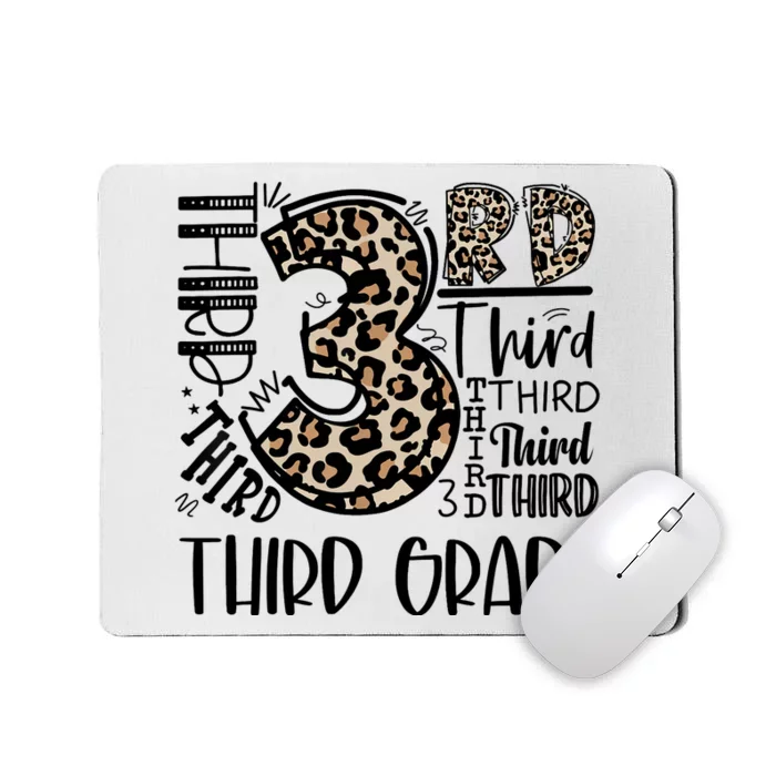 Teacher Back To School Third Grade Leopard Typography Mousepad