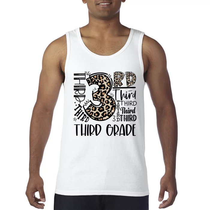 Teacher Back To School Third Grade Leopard Typography Tank Top