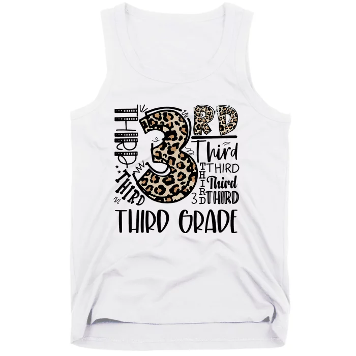 Teacher Back To School Third Grade Leopard Typography Tank Top