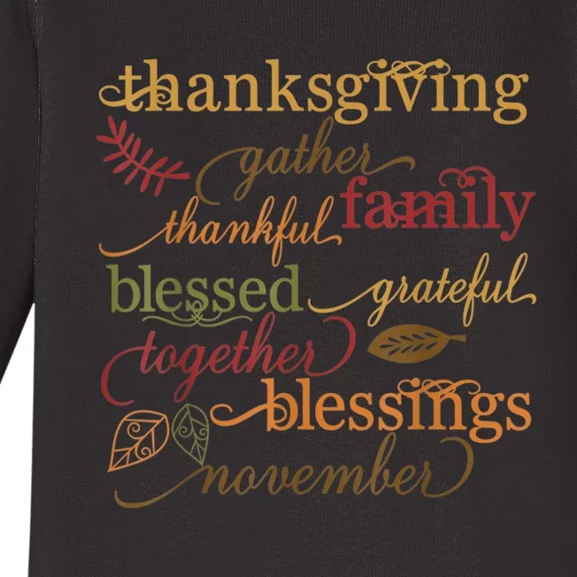 Thankful Blessings Thanksgiving Baby Long Sleeve Bodysuit