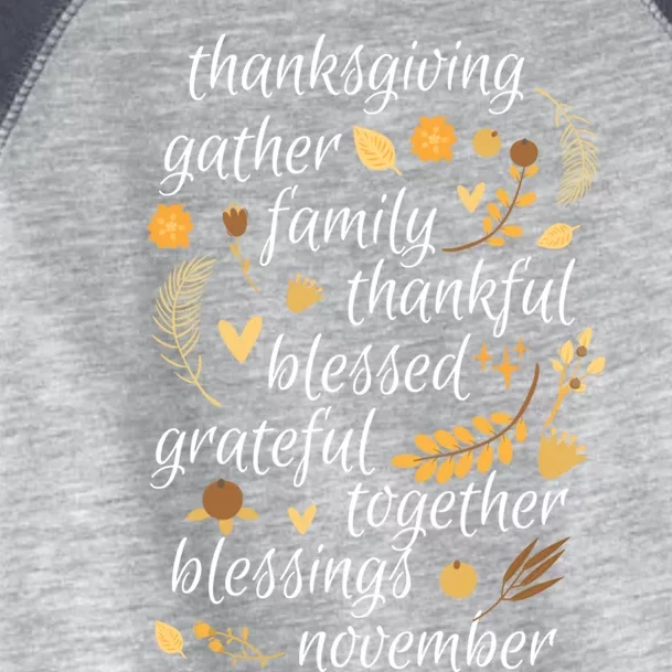 Thankful Blessings Thanksgiving Dinner Family Feast Time Gift Toddler Fine Jersey T-Shirt