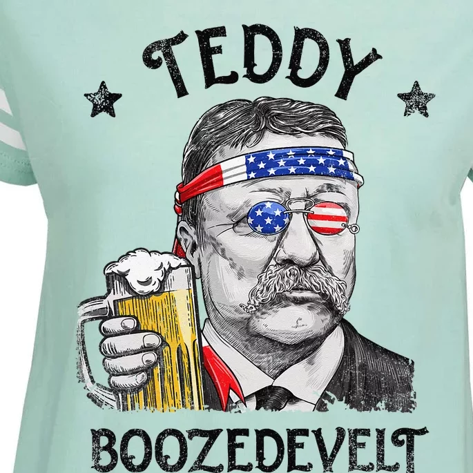 Teddy Boozedevelt Theodore Roosevelt 4th Of July Enza Ladies Jersey Football T-Shirt