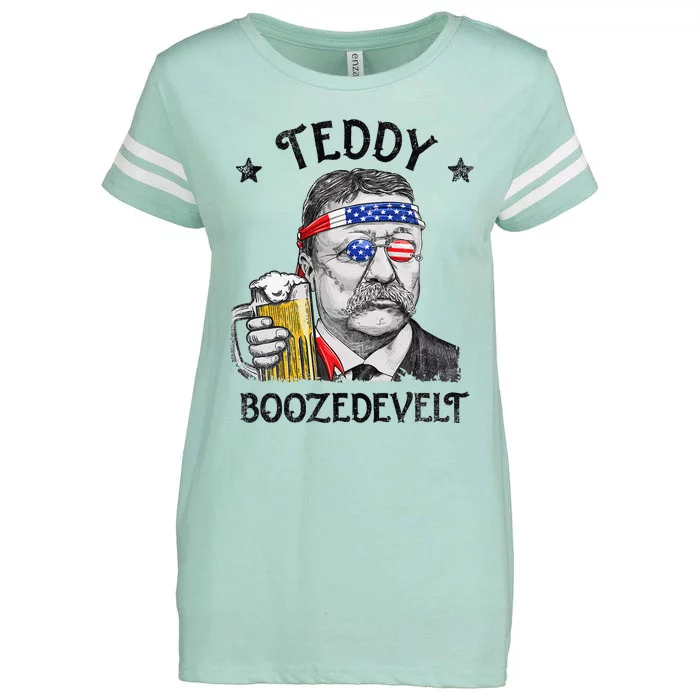 Teddy Boozedevelt Theodore Roosevelt 4th Of July Enza Ladies Jersey Football T-Shirt