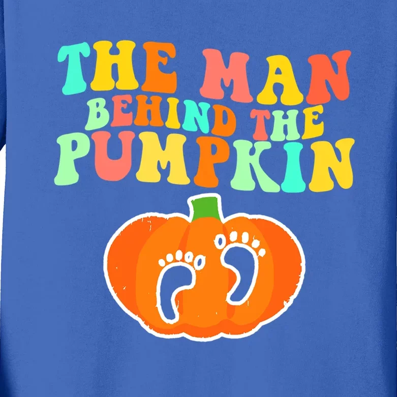 The Behind The Pumpkin Dad Soon Halloween Pregnancy Meaningful Gift Kids Long Sleeve Shirt