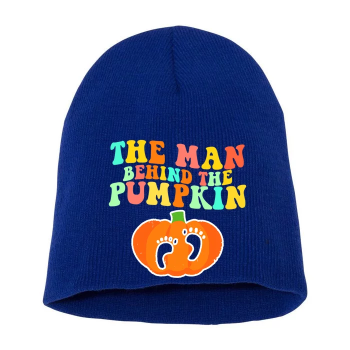 The Behind The Pumpkin Dad Soon Halloween Pregnancy Meaningful Gift Short Acrylic Beanie