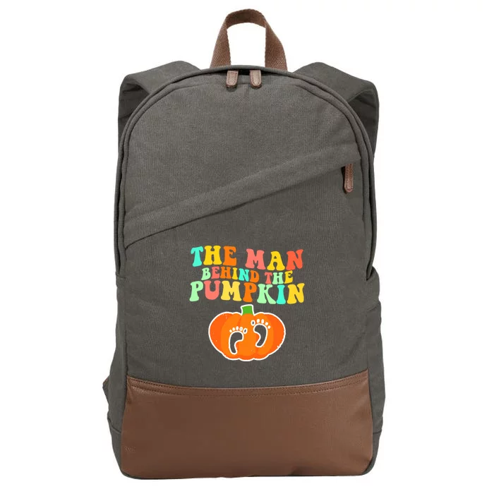 The Behind The Pumpkin Dad Soon Halloween Pregnancy Meaningful Gift Cotton Canvas Backpack