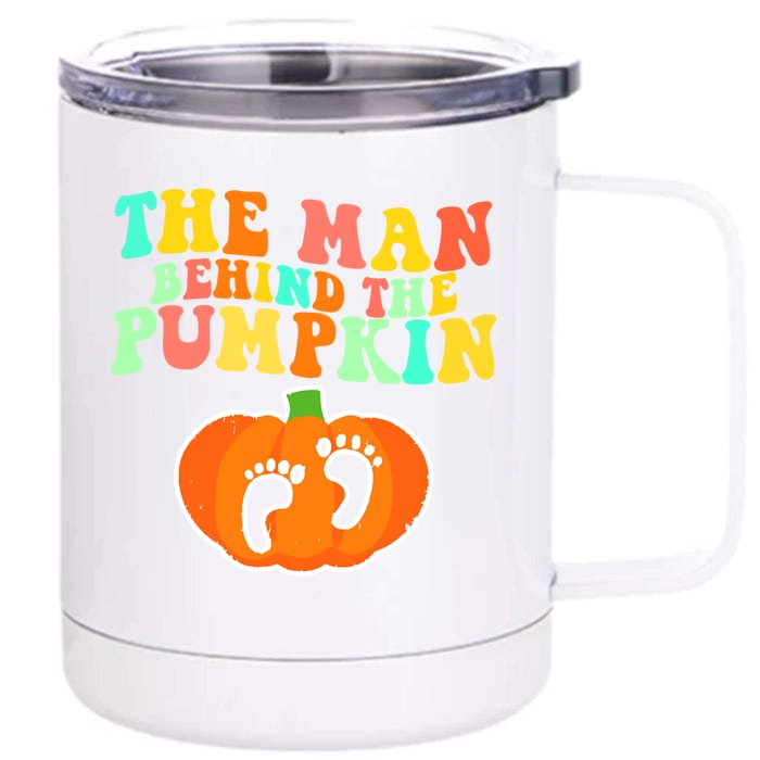 The Behind The Pumpkin Dad Soon Halloween Pregnancy Meaningful Gift Front & Back 12oz Stainless Steel Tumbler Cup