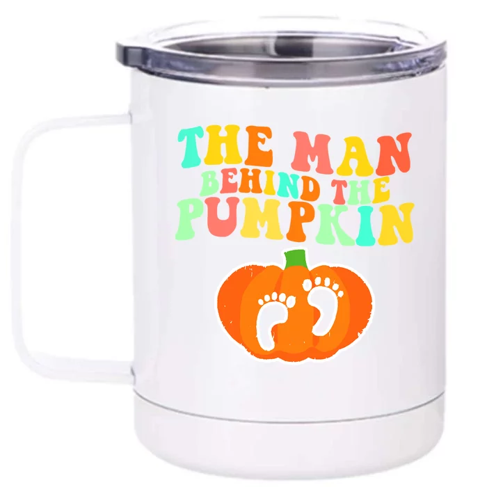 The Behind The Pumpkin Dad Soon Halloween Pregnancy Meaningful Gift Front & Back 12oz Stainless Steel Tumbler Cup