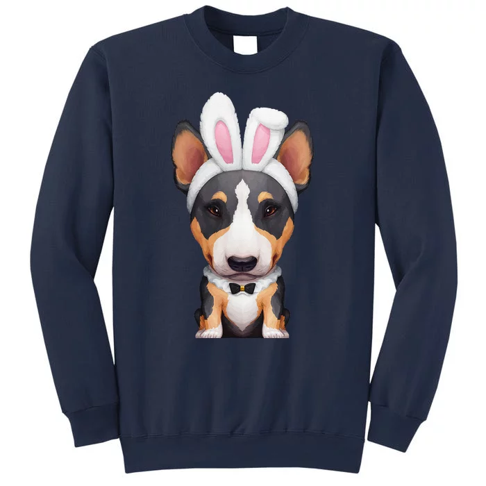 Tricolor Bull Terrier In Easter Bunny Costume Sweatshirt