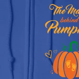 The Behind The Pumpkin Maternity Pregnancy Dad Halloween Gift Full Zip Hoodie