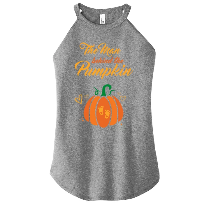 The Behind The Pumpkin Maternity Pregnancy Dad Halloween Gift Women’s Perfect Tri Rocker Tank