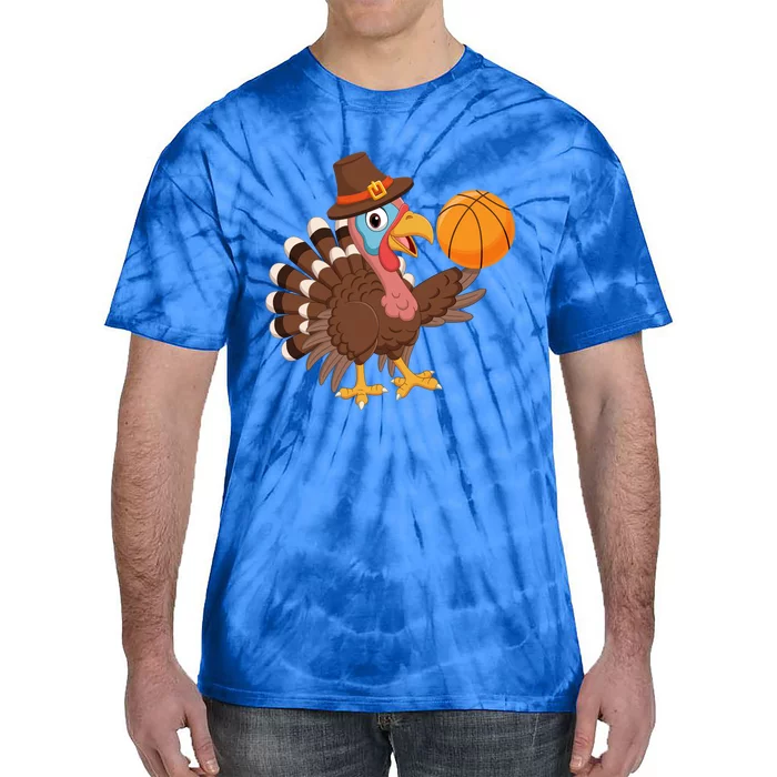 Thanksgiving Basketball Turkey Funny Gift Thanksgiving Basketballer Gift Tie-Dye T-Shirt