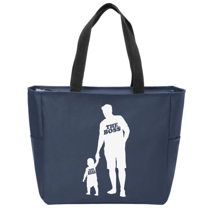 The Boss The Real Boss Father Son Partner Look Fathers Day Zip Tote Bag