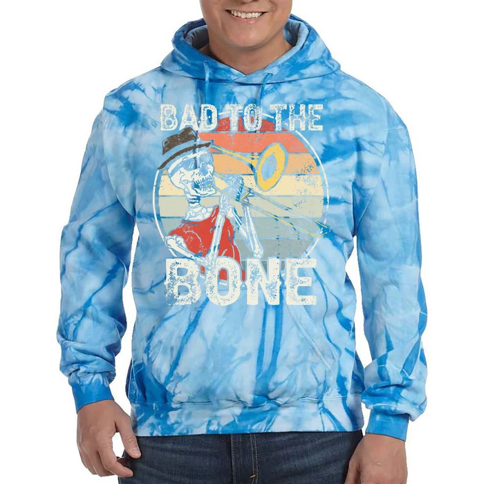 Trombone Bad To The Bone Retro Skeleton Marching Band Player Tie Dye Hoodie