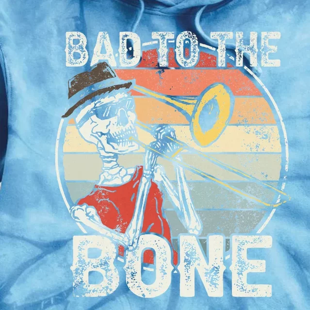 Trombone Bad To The Bone Retro Skeleton Marching Band Player Tie Dye Hoodie