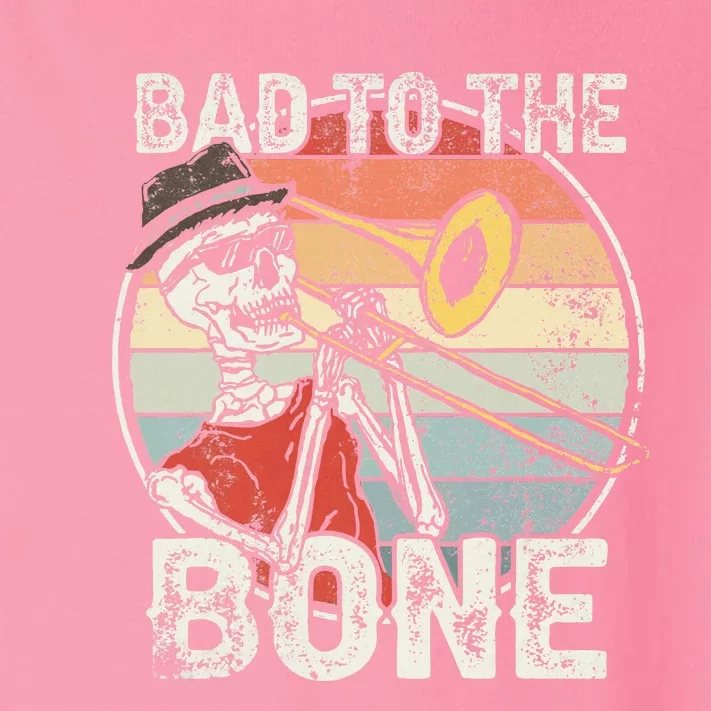 Trombone Bad To The Bone Retro Skeleton Marching Band Player Toddler Long Sleeve Shirt