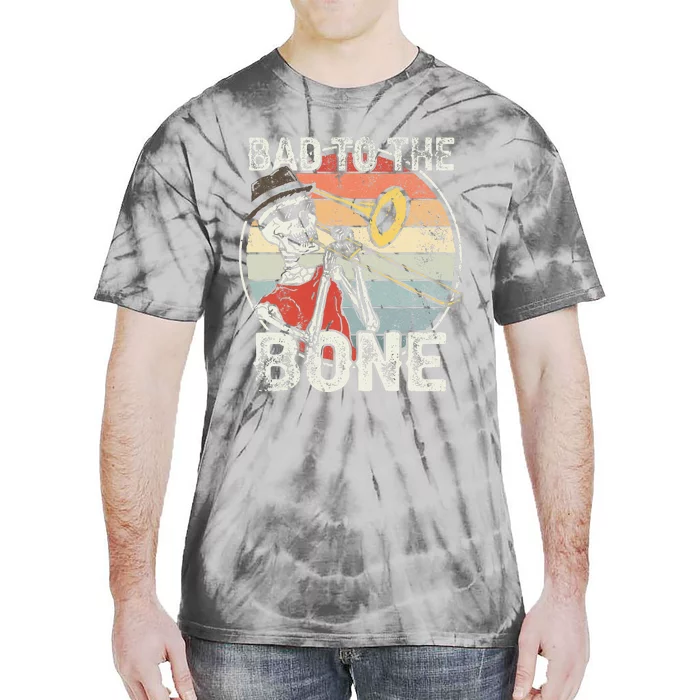 Trombone Bad To The Bone Retro Skeleton Marching Band Player Tie-Dye T-Shirt