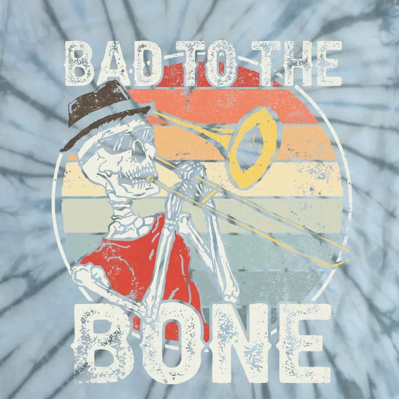 Trombone Bad To The Bone Retro Skeleton Marching Band Player Tie-Dye T-Shirt