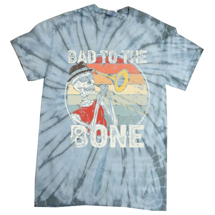 Trombone Bad To The Bone Retro Skeleton Marching Band Player Tie-Dye T-Shirt