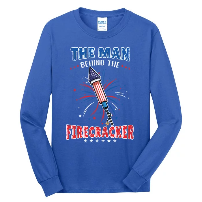 The Behind The Firecracker 4th Of July Gender Reveal Gift Tall Long Sleeve T-Shirt