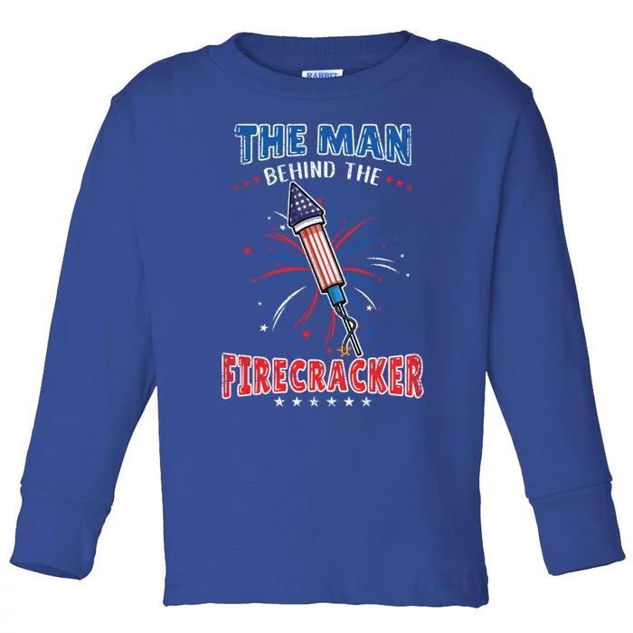 The Behind The Firecracker 4th Of July Gender Reveal Gift Toddler Long Sleeve Shirt