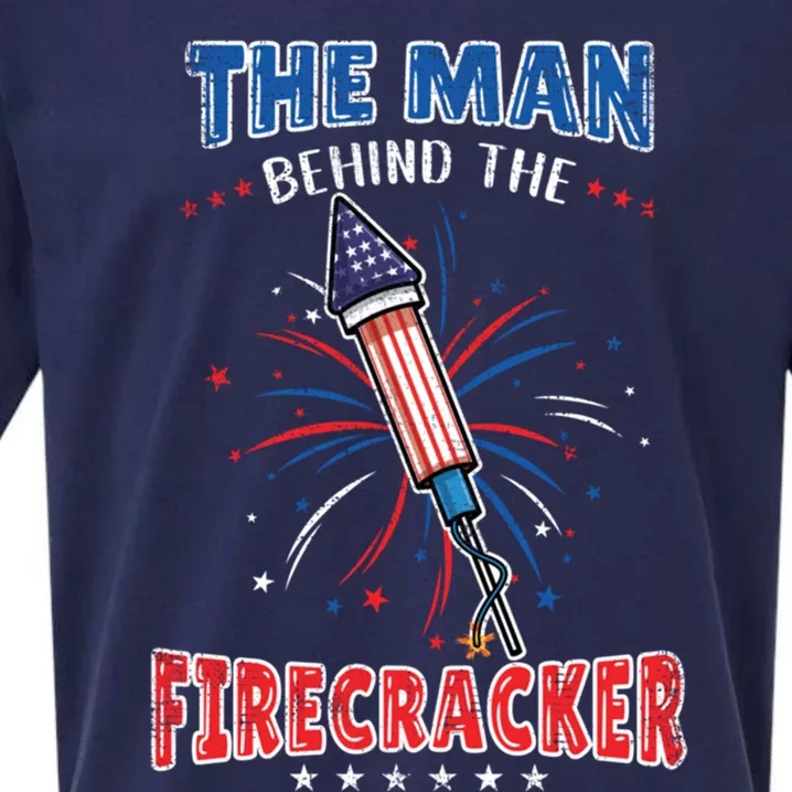 The Behind The Firecracker 4th Of July Gender Reveal Gift Sueded Cloud Jersey T-Shirt