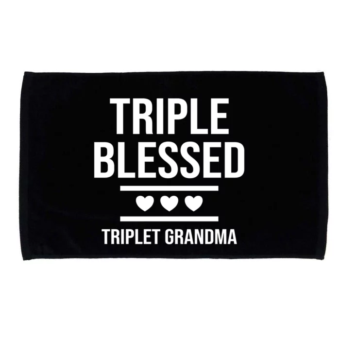 Triple Blessed Triplet Grandma Grand Funny Grandmother Gift Microfiber Hand Towel