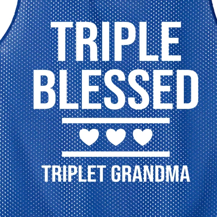 Triple Blessed Triplet Grandma Grand Funny Grandmother Gift Mesh Reversible Basketball Jersey Tank