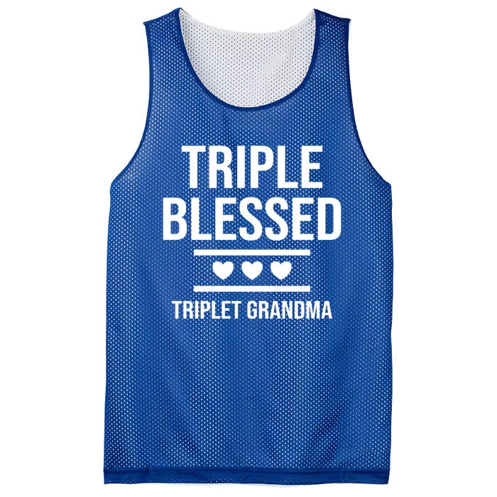 Triple Blessed Triplet Grandma Grand Funny Grandmother Gift Mesh Reversible Basketball Jersey Tank