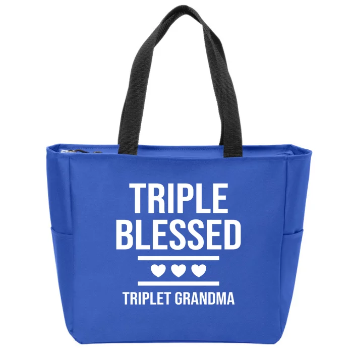 Triple Blessed Triplet Grandma Grand Funny Grandmother Gift Zip Tote Bag