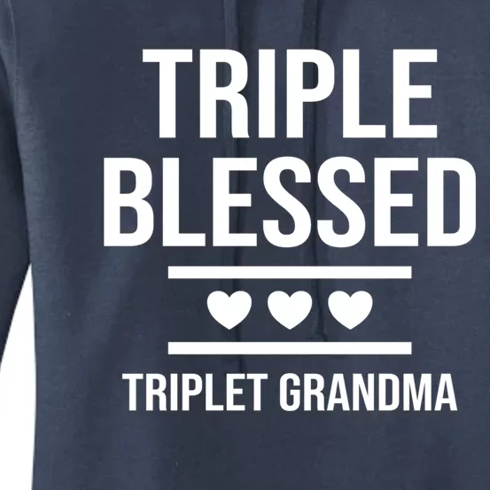 Triple Blessed Triplet Grandma Grand Funny Grandmother Gift Women's Pullover Hoodie