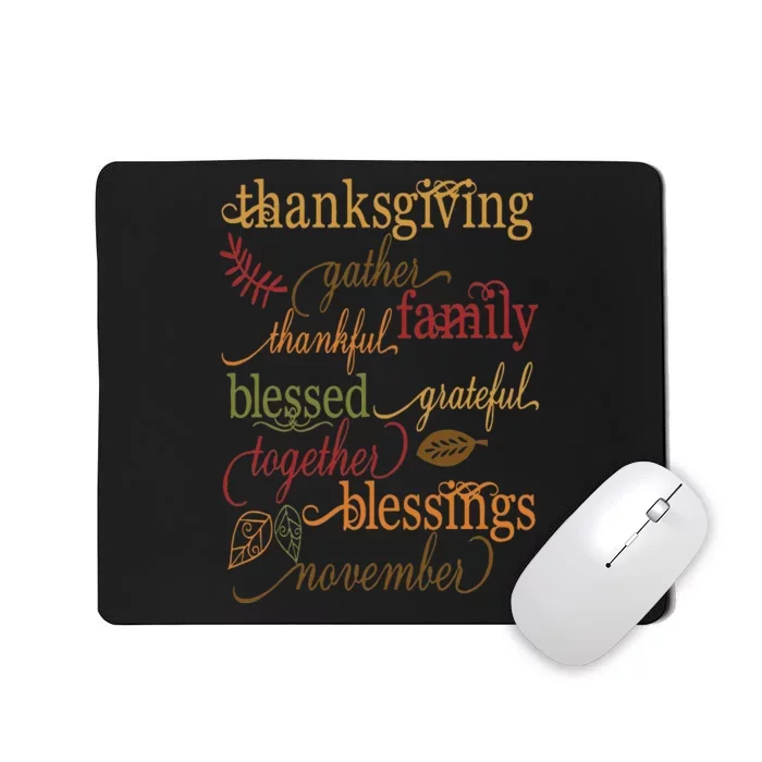 Thankful Blessings Thanksgiving Family Mousepad