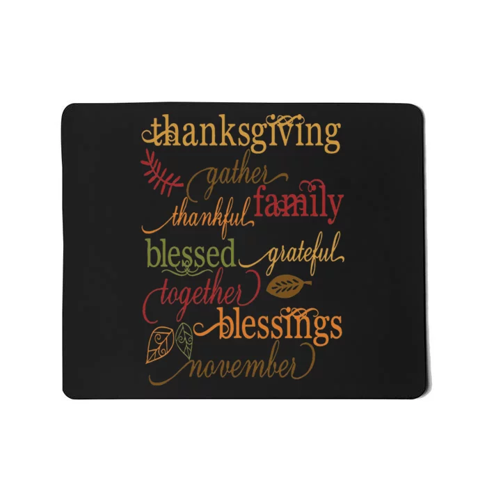 Thankful Blessings Thanksgiving Family Mousepad