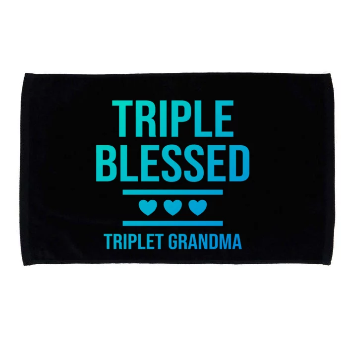 Triple Blessed Triplet Grandma Grand Funny Grandmother Gift Microfiber Hand Towel